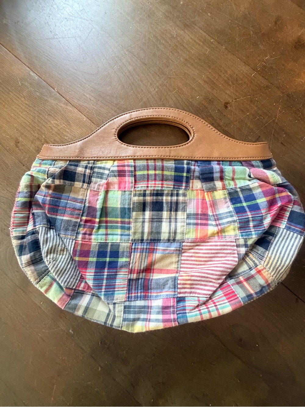 Tommy Hilfiger Madras Clutch with Brown Handle